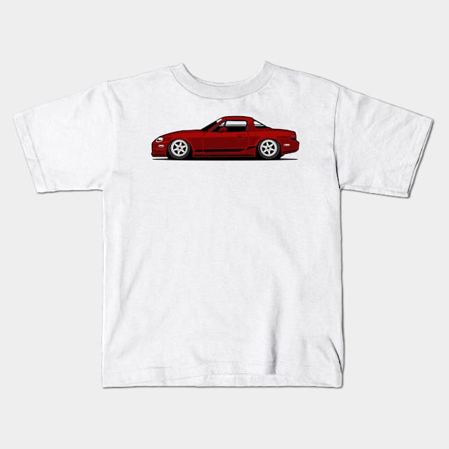 red miata Kids T-Shirt by rclndsgn